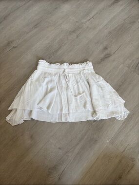 hazel White Tiered Skater Skirt with Drawstring Waist